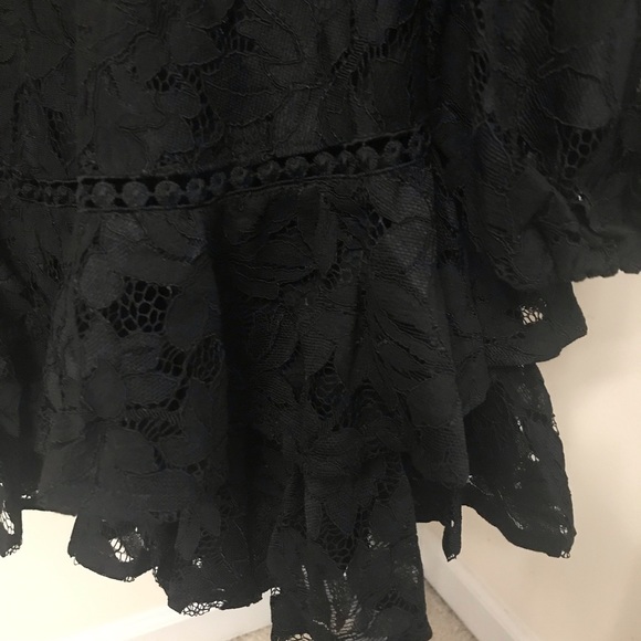 Saints + Secrets brocade sleeve lace ruffle dress - Picture 7 of 15